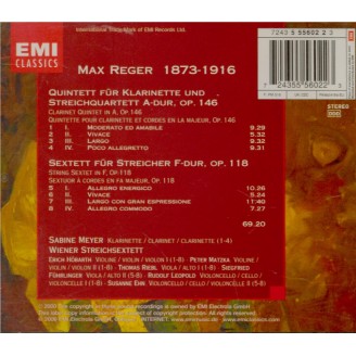 REGER - Meyer - Quintette pour clarinette et cordes en la majeur op.146..